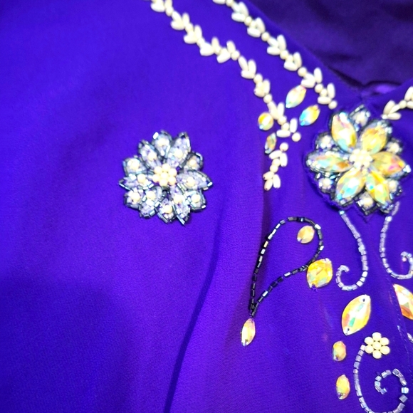 New ELVI Beaded Blouse Glam Tunic 3/4 Sleeves V Neck Womans Size 22 - Picture 3 of 8